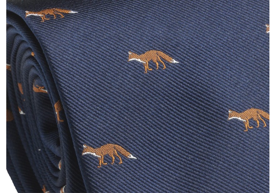 Cravate bleu marine à renards Laksen