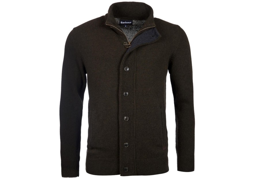 Cardigan laine agneau Barbour vert