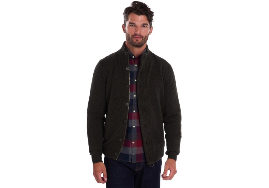 Cardigan laine agneau Barbour vert