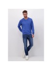Pull col V Fynch-Hatton bleu ocean