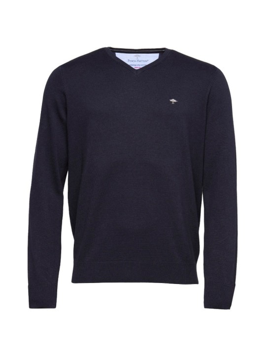 Pull en maille fine col V Fynch-Hatton navy Pull en maille fine col V Fynch-Hatton navy