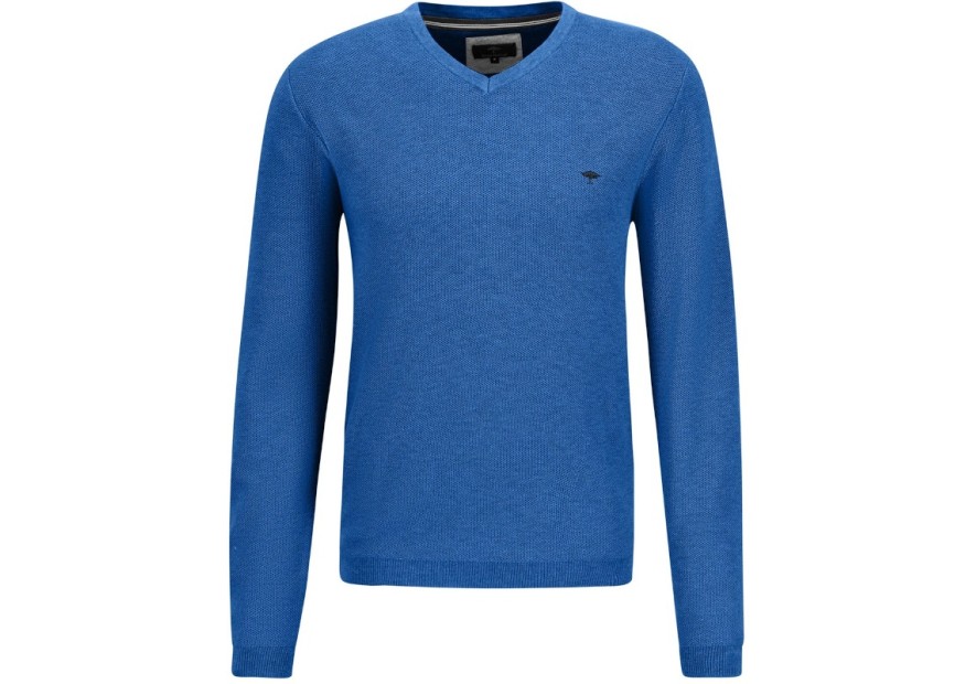Pull col V Fynch-Hatton coton-cachemire bright ocean