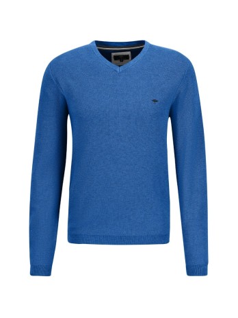 Pull col V Fynch-Hatton coton-cachemire bright ocean