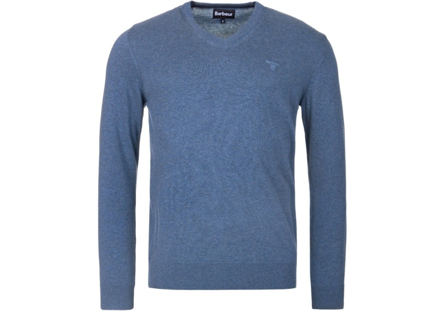 Pull coton Pima Barbour dark chambray