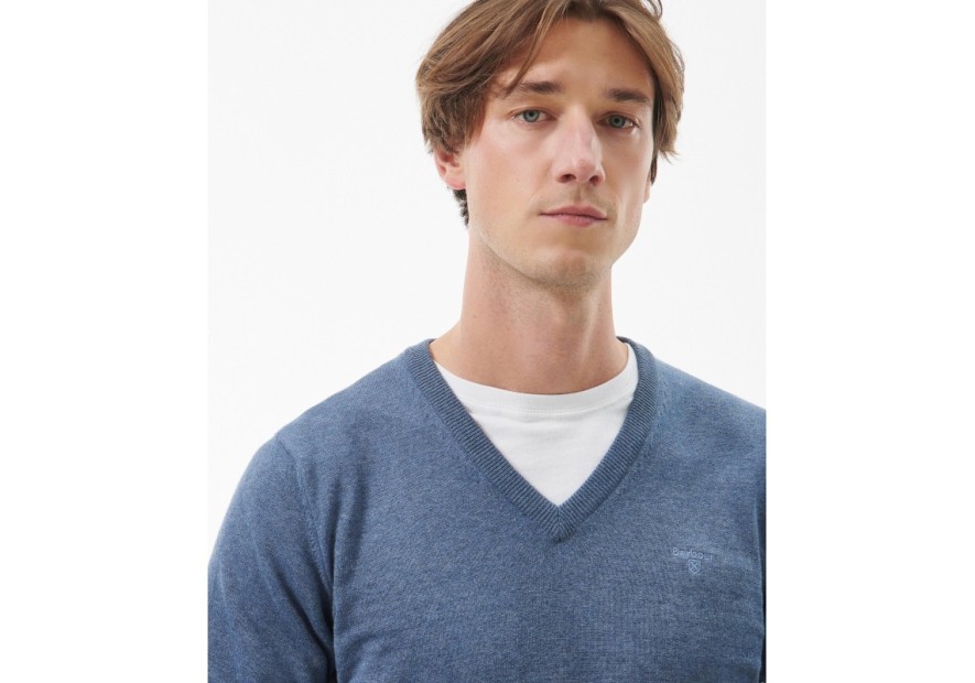 Pull coton Pima Barbour dark chambray