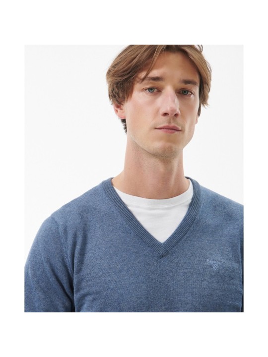 Pull coton Pima Barbour dark chambray Pull coton Pima Barbour dark chambray